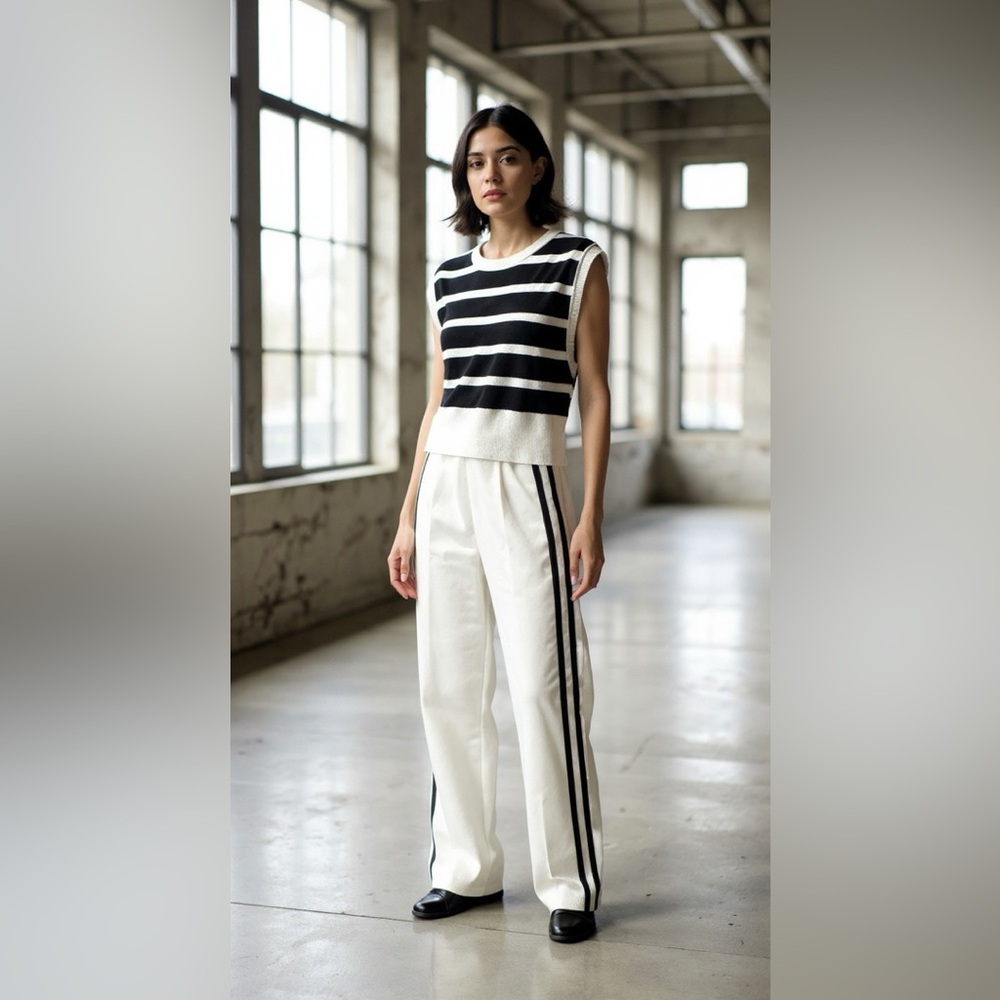 Karl Lagerfeld Black and White Striped Women's 2 piece